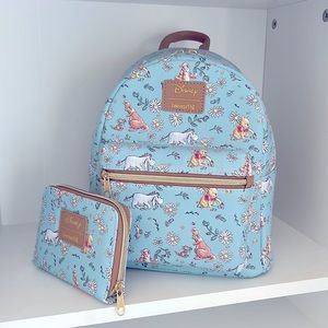 Disney Loungefly Winnie the Pooh Sketch Daisies Mini Backpack & Matching Wallet